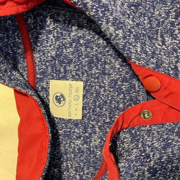 Southern proper fleece snap button pullover jacket men’s size XL red navy blue - Picture 2 of 7